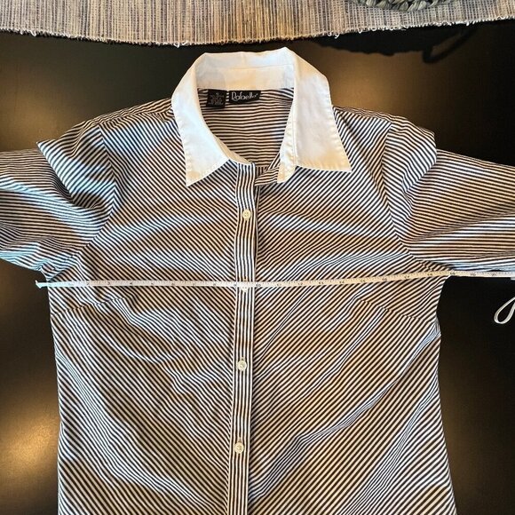 Rafaella Button Down Charcoal Striped long sleeve with white cuffs, Size 10 - Picture 5 of 8